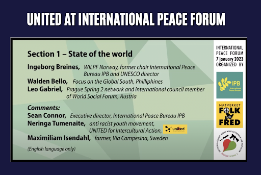 UNITED speaks at the International Peace forum